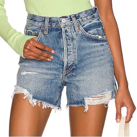 Agolde Dee Short Vintage High Rise Organic Cotton Denim...
